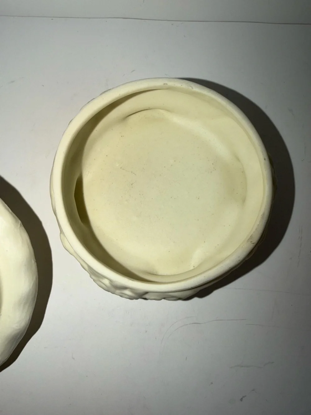 Vintage White Bisque Porcelain Footed Trinket Box